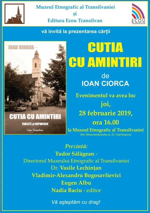 „Cutia cu amintiri”, mult așteptata carte a scriitorului clujean Ioan Ciorca, va fi lansată joi