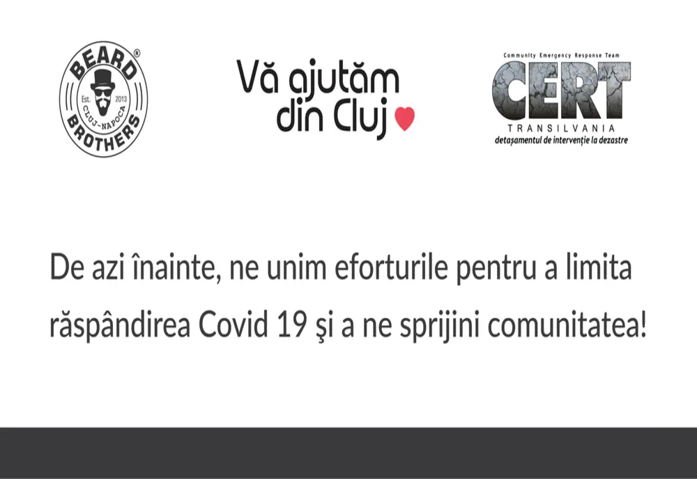 Beard Brothers, Vă ajutăm din Cluj și CERT Transilvania își unesc eforturile pentru a limita răspândirea Covid-19