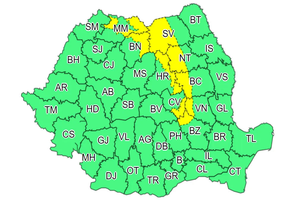 Vânt puternic în zonele de munte, dar și în SE și SV României