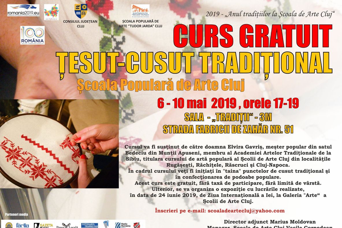 Curs gratuit de țesut și cusut organizat de către Școala Populară de Arte din Cluj