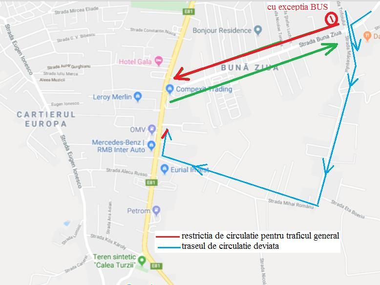 Trafic deviat pe Bună Ziua din cauza lucrărilor. Vezi harta devierii