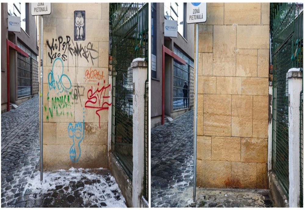 Testare instalație ecologică de curățat graffiti