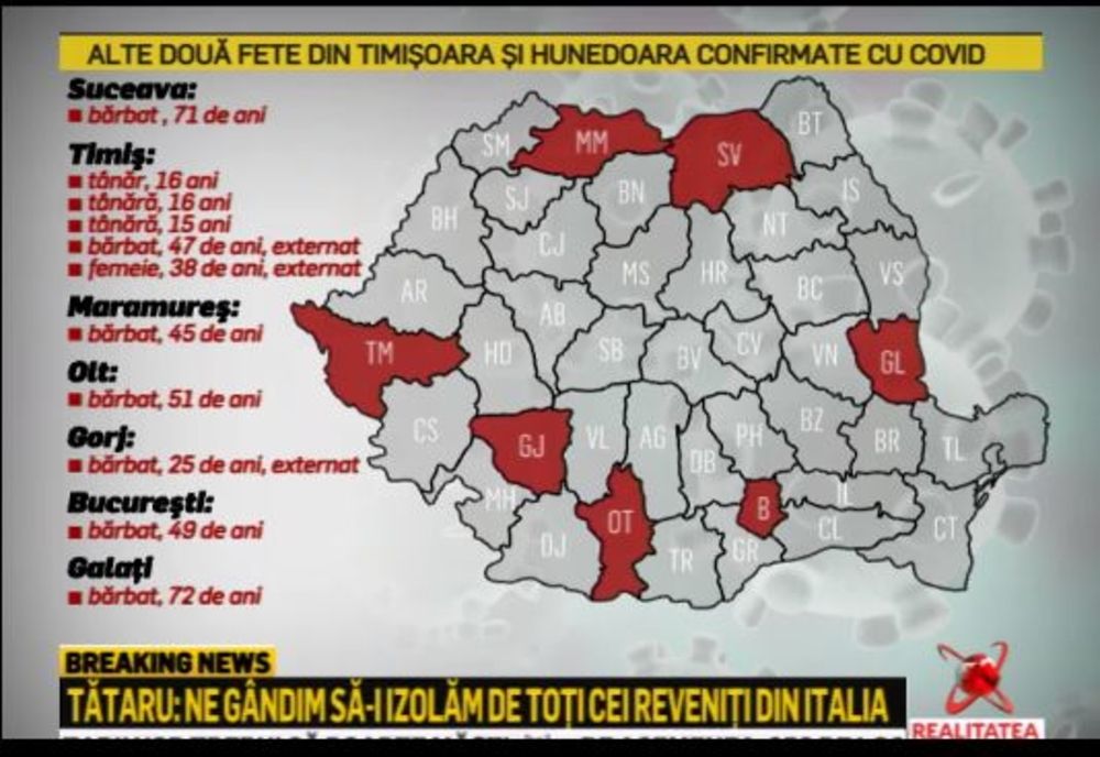 Încă patru noi cazuri de coronavirus, în România. Bilanțul actualizat.