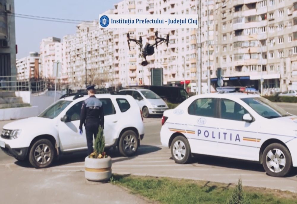 Drone folosite la Cluj pentru respectarea măsurilor impuse de autorități pentru împiedicarea răspândirii COVID-19