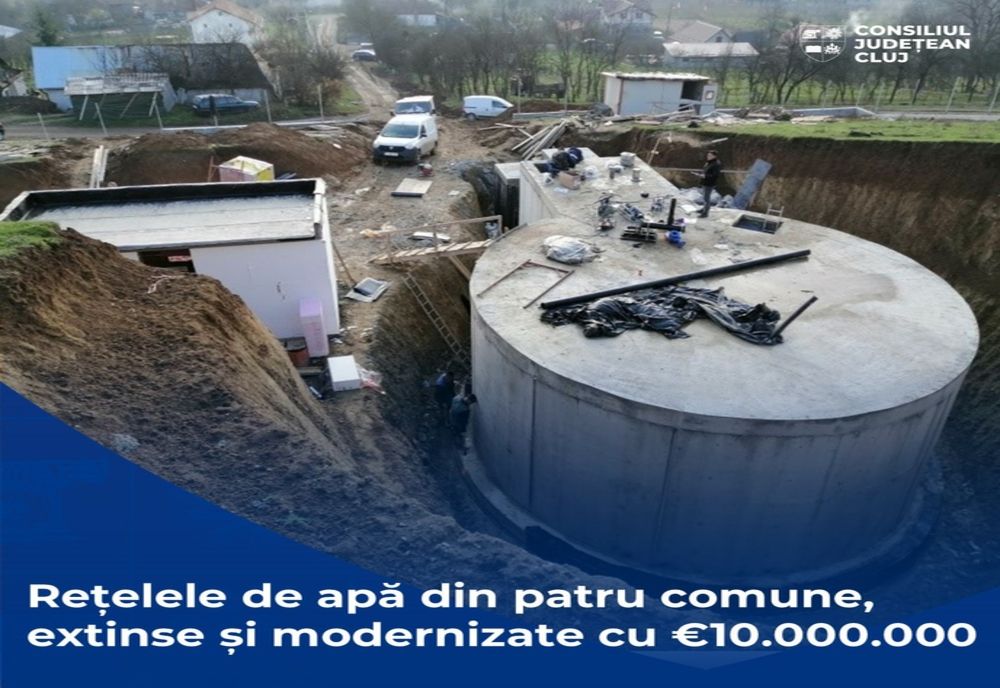 Rețelele de apă și canalizare din patru comune clujene vor fi extinse și modernizate cu fonduri europene