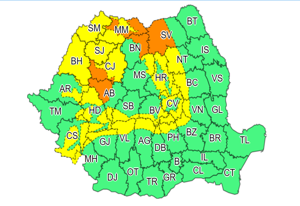 Cinci județe, sub COD PORTOCALIU de viscol puternic