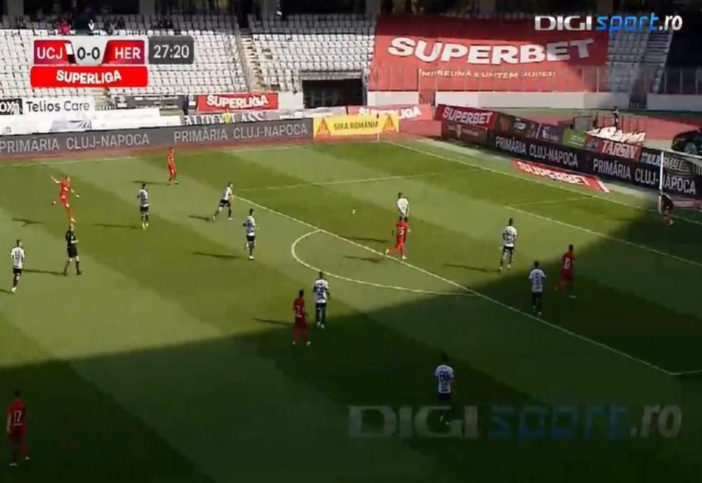 VIDEO FC Hermannstadt, învinsă de Universitatea Cluj! Gazdele au câștigat în 10 oameni