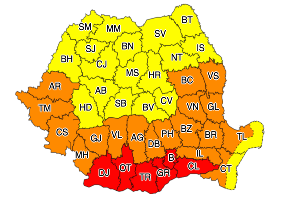 ANM a emis COD ROȘU DE CANICULĂ