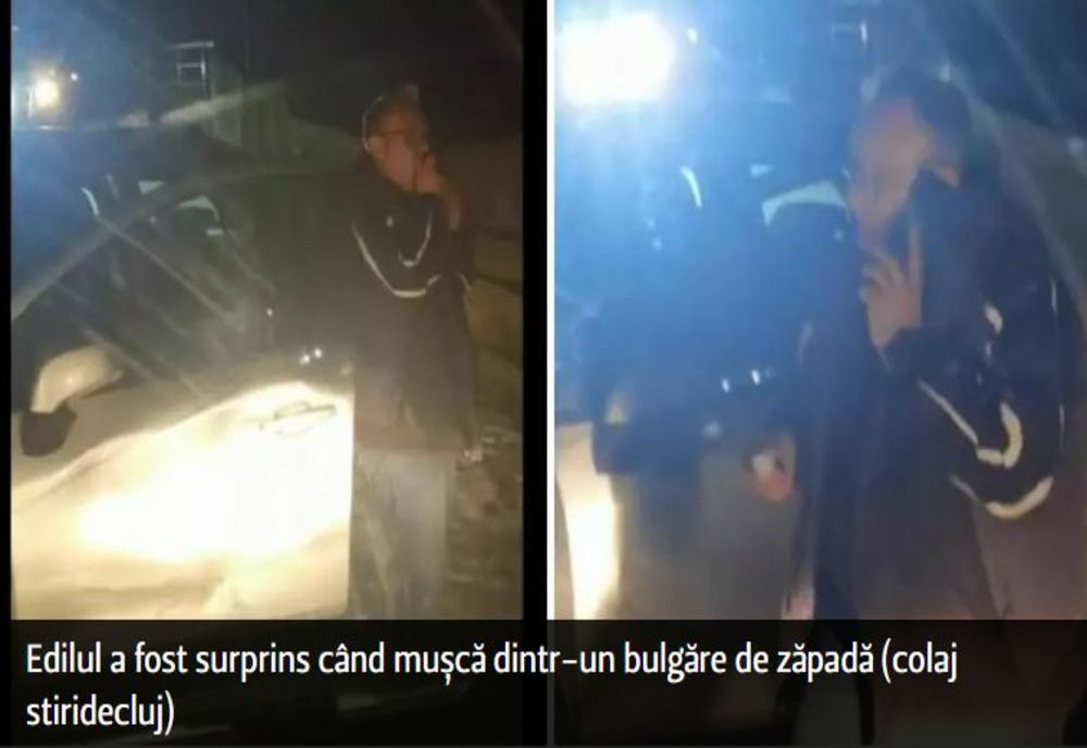 Un primar din Cluj mănâncă zăpadă ca să scape de mirosul de ALCOOL. Mai mulți polițiști, anchetați - VIDEO