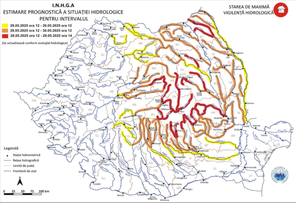 COD ROȘU DE INUNDAȚII ÎN MAI MULTE ZONE DIN ȚARĂ 