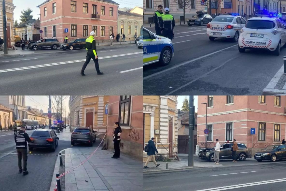 Accident grav între două mașini în Cluj-Napoca. O femeie a murit strivită de un autoturism proiectat pe trotuar