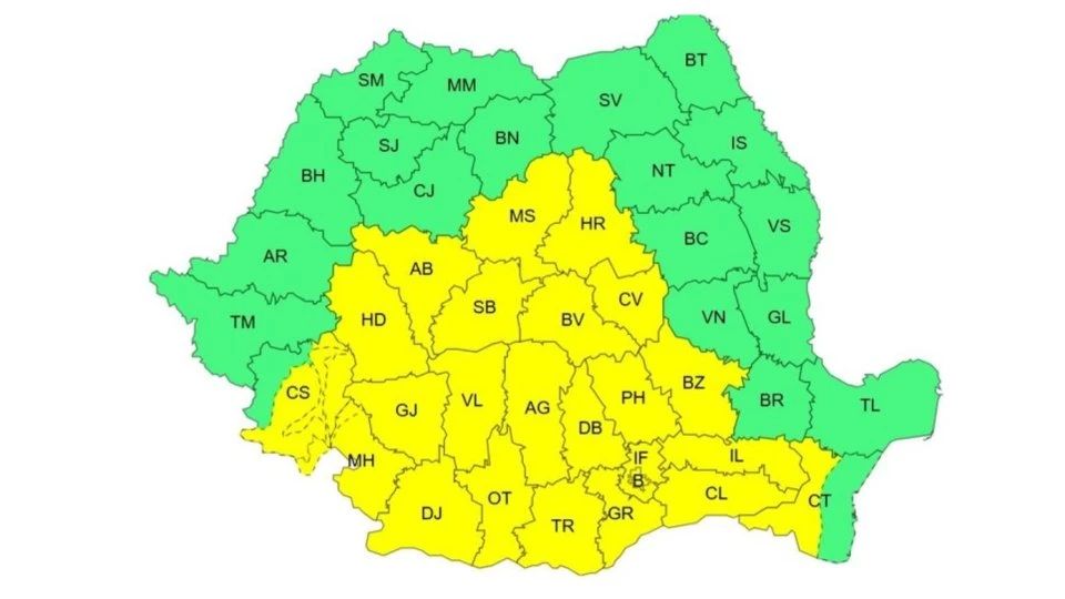 ANM: Avertizări de vânt puternic, pentru regiuni din centrul și sudul țării