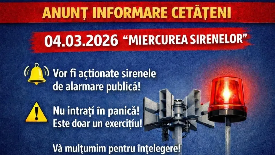 Exercițiul național „Miercurea sirenelor”, pe 4 martie