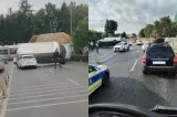  Accident grav în Cluj-Napoca. O dubă s-a răsturnat peste o mașină -FOTO