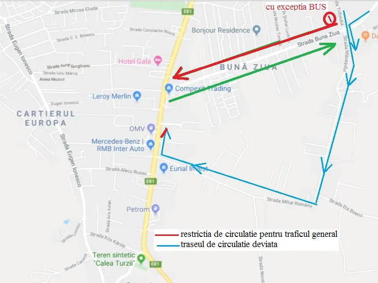 harta trafic deviat pe buna ziua
