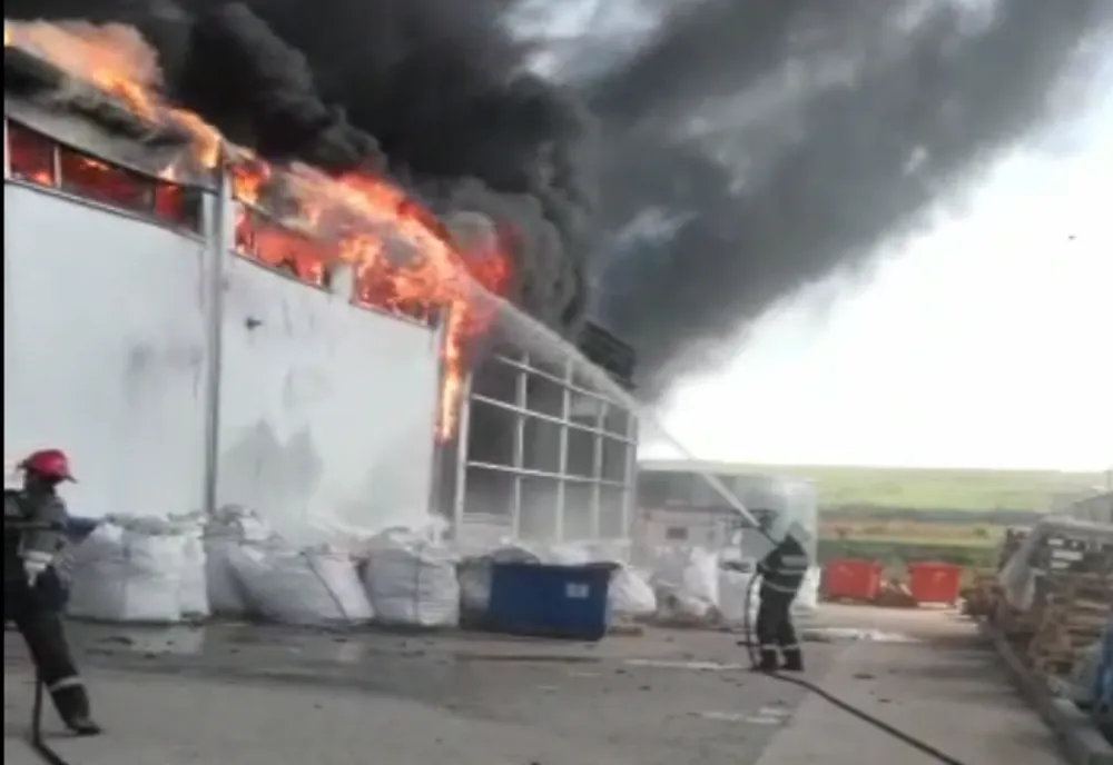 Incendiu violent la o fabrică din Dej! A fost transmis mesaj RO-ALERT (VIDEO)