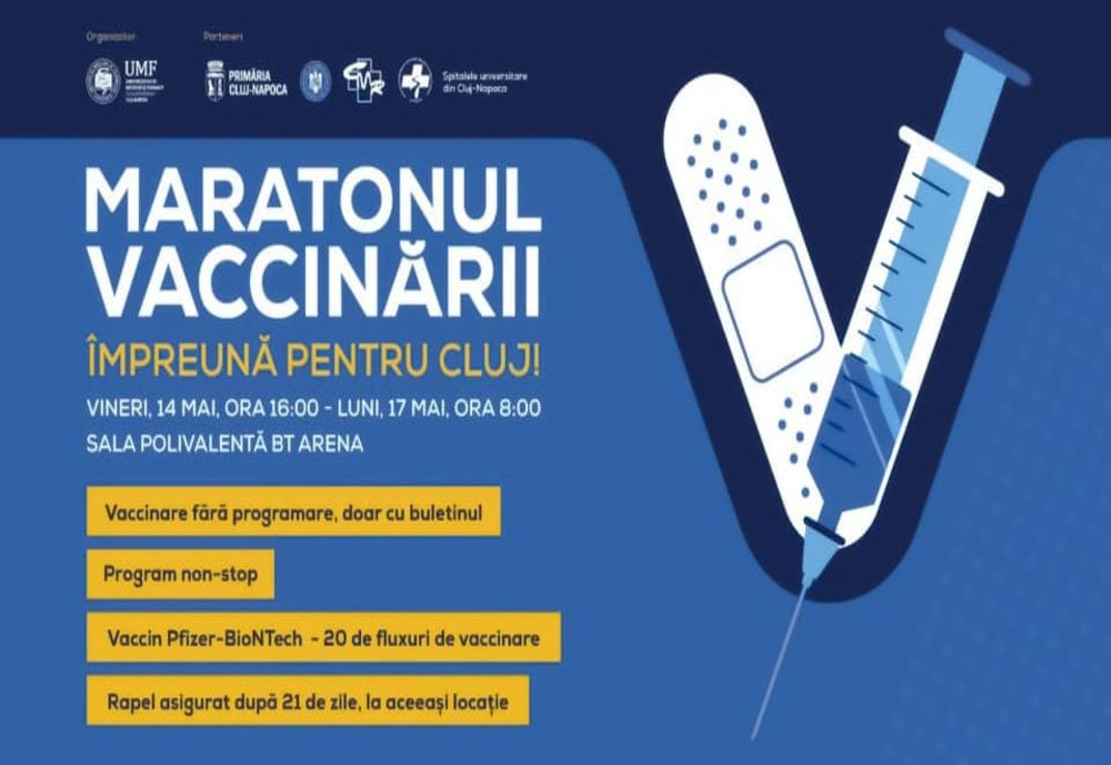 Maratonul vaccinării în Cluj-Napoca | Va dura trei zile