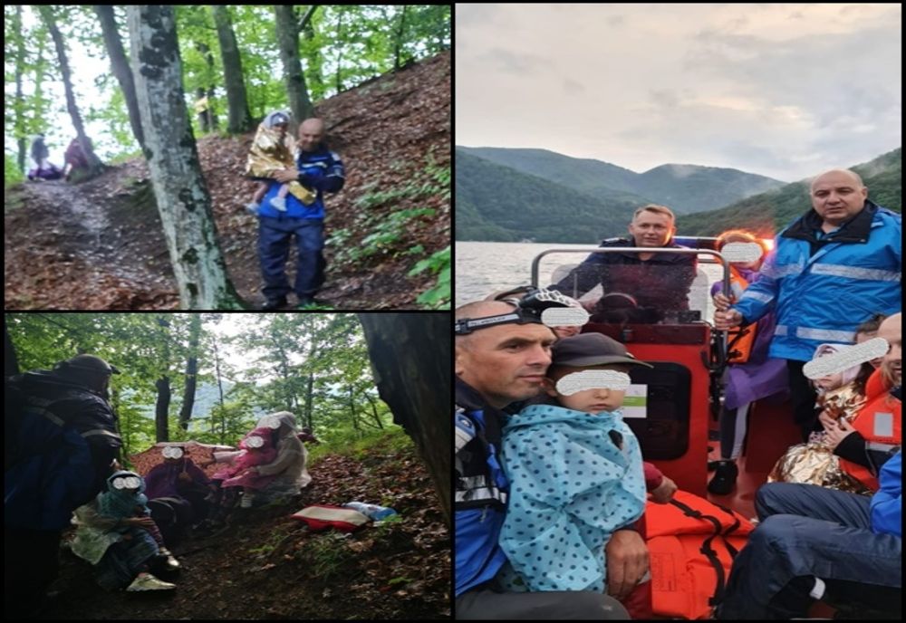FOTO | Misiune de salvare în zona lacului Tarniţa: 3 femei cu 3 copii au fost surprinse de o furtună