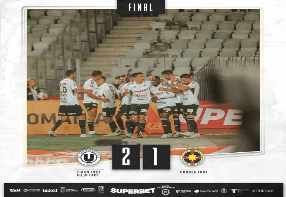 Universitatea Cluj a învins FCSB: scor 2-1
