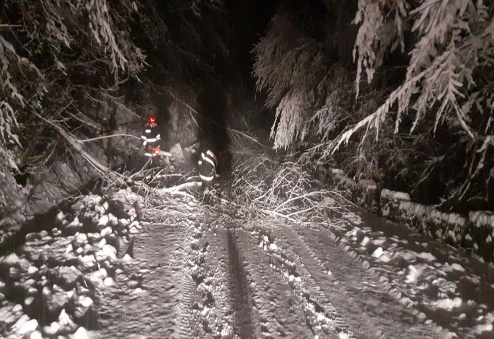 Drumuri blocate în judeţul Cluj! Ninsoarea a lăsat mai multe localităţi fără curent (FOTO)